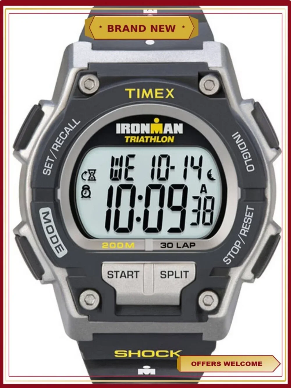Shock-Resistant Ironman Endure 30 Watch Black Resin Strap